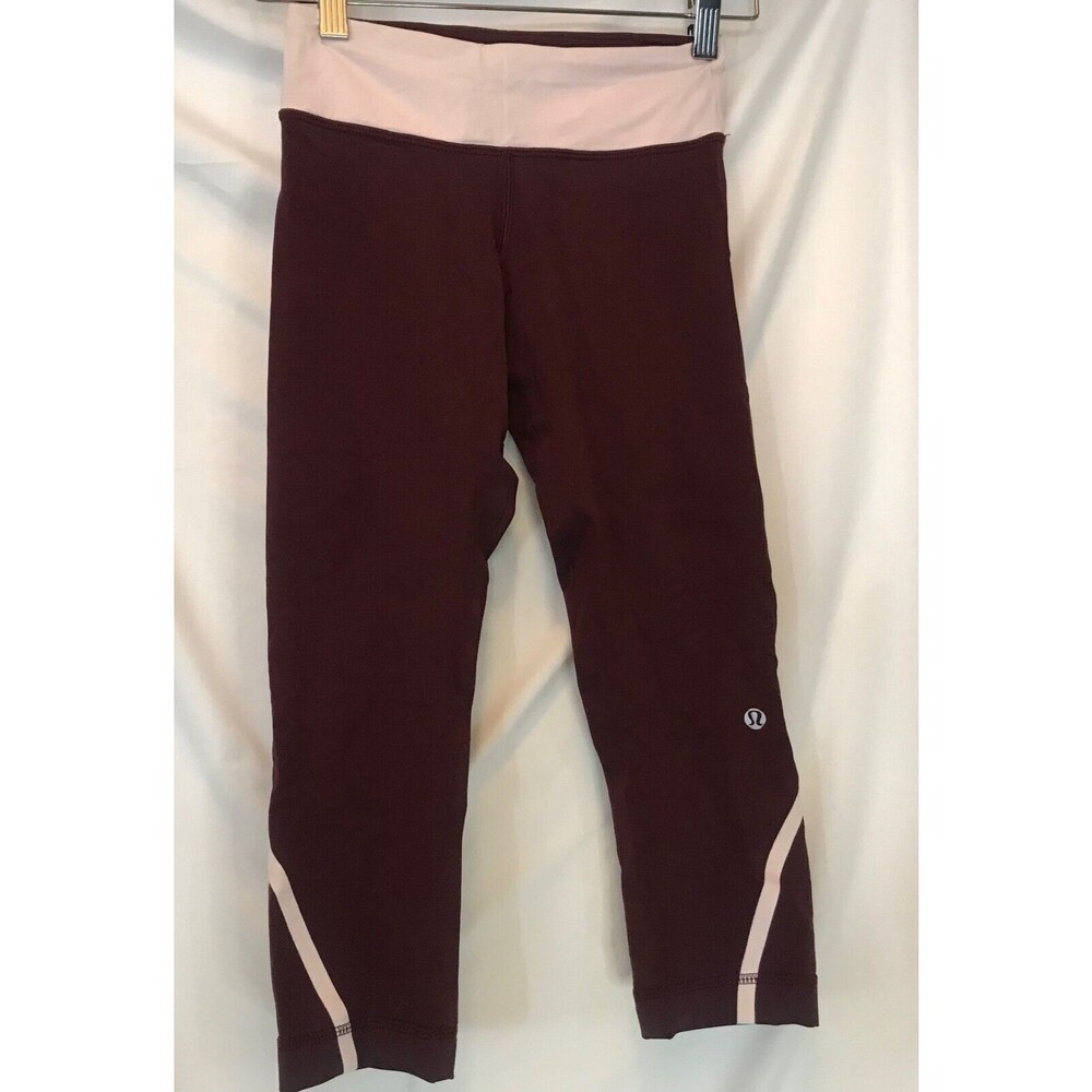 Lululemon Cropped Leggings Striped Burgundy  Womens sz 4